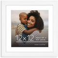 Americanflat 12x12 Picture Frame with Shatter-Resistant Glass - Use as 8x8 Frame with Mat or Display 12x12 Photo Without Mat - Signature Collection - Square Frames for Wall Display - White by Americanflat