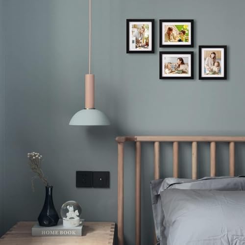 Egofine 6x8 Picture Frames Set of 4, Made of Solid Wood Covered by Plexiglass 4x6 and 5x7 with Mat or 6x8 whitout Mat, for Table Top Display and Wall Mounting Photo Frame Black - Image 6
