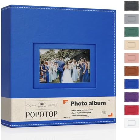 Popotop 4x6 Photo Album Holds 300 Pictures, Vegan Leather Hardcover by Popotop
