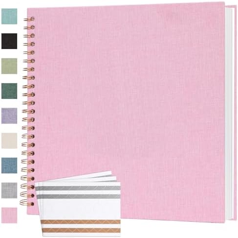 Scrapbook Photo Album 12x12 Inches 80 Pages Linen Cover Pink by Bonyomor