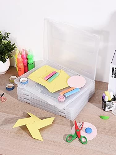 Denkee 8 Pack A4 Paper Organizer Box, Plastic Board Game Storage for Art Supplies 8.5" x 11" US Letter, Portable Scrapbook Paper Organizer Containers for Craft and Arts Storage (2 Inner Size) - Image 7