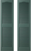 Builders Edge 14.5 in. W x 80 in. H Builders Edge, Standard Cathedral Top Center Mullion, Open Louver Shutters, Includes Matching Installation Spikes (Per Pair), 028 - Forest Green by Builders+Edge