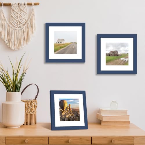 8x8 Picture Frame Set of 4 with Real Glass, Wall & Tabletop Display - Image 2