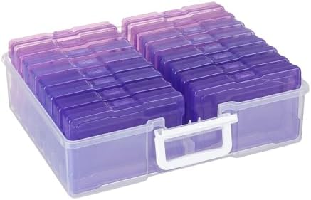 4"x6" Plastic Photo Storage Case with Purple 16 Inner Containers by Naivees