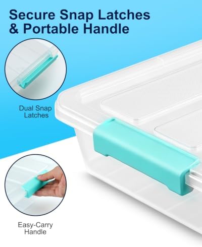 EOENVIVS 4 Pack Clear Storage Bins with Lids, A4 File Boxes, Green Latches - Image 5
