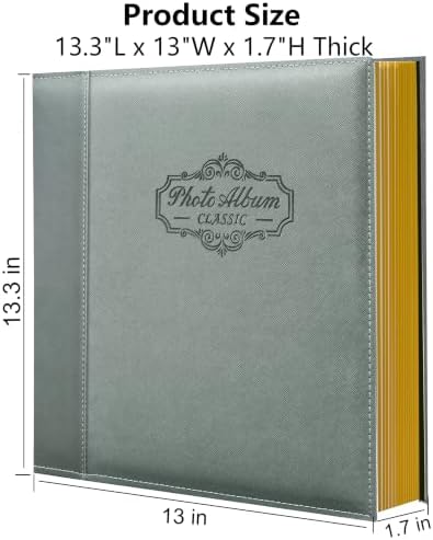 Photo Album Holds 3X5, 4X6, 5X7, 6X8, 8X10 Photos, Leather Cover, Magnetic Self-Stick Page, Hand Made DIY Albums (Gray, Large) - Image 7