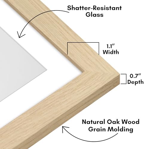 Americanflat 12x12 Picture Frame - Matted to 10x10 - Natural Oak - Image 3