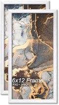 6x12 Picture Frame Set of 2 White Engineered Wood Tabletop/Wall Hanging by Fxojyvo