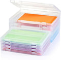 Denkee 8 Pack A4 Paper Organizer Box, Plastic Board Game Storage for Art Supplies 8.5" x 11" US Letter, Portable Scrapbook Paper Organizer Containers for Craft and Arts Storage (2 Inner Size) by Denkee