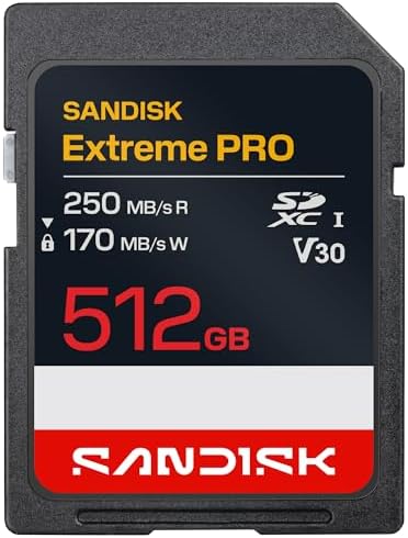 SANDISK 512GB Extreme PRO SD UHS-I Card - Up to 250MB/s Read Speed and 170MB/s Write Speed, 4K UHD, Full HD, U3, and V30 - SDSDXXJ-512G-GSCIN by Unknown