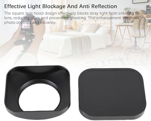 GOWENIC Camera Lens Hood Aluminium Alloy, Square Lens Hood Shade (58mm) - Image 2