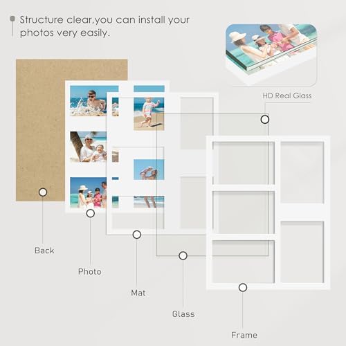DUENPY 5x7 Collage Frame Holds 5 4x6 Photos White - Image 4