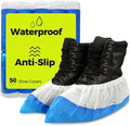 Heavy Duty Shoe Covers Disposable Non Slip Waterproof, 50 Pack, Double Layer Bottom, Extra Heavy Duty Durable Booties, One Size Fits Most by SupplyTuff