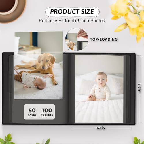 Popotop 4x6 Photo Album Holds 100 Pictures, Vegan Leather Hardcover - Image 3