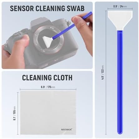 NEEWER 12 in 1 Camera Lens Cleaning Kit for DSLR Cameras, Electronics, Smartphones, Tablets, 10x Cleaning Swab for 24mm Full Frame Sensor + 1x Cleaner Spray + 1x Cloth, HM-46 - Image 4