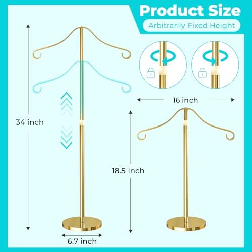 Reusable Shirt Display Stand-Mannequin Torso Tshirt Display Stand for Vendor,18-33" Adjustable Dress Form Mannequin Stand Clothes Rack,Portable Stable Holder Jacket Coat Hanger All metal/Gold/4 Pack - Image 4