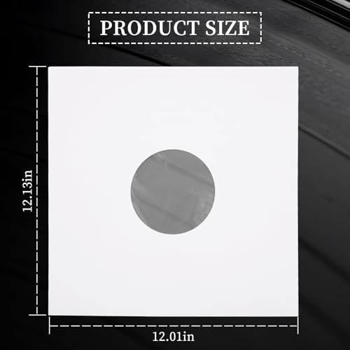 12 Inches Vinyl Record Inner Paper Sleeves with PO Film, 10pcs (Square) - Image 2
