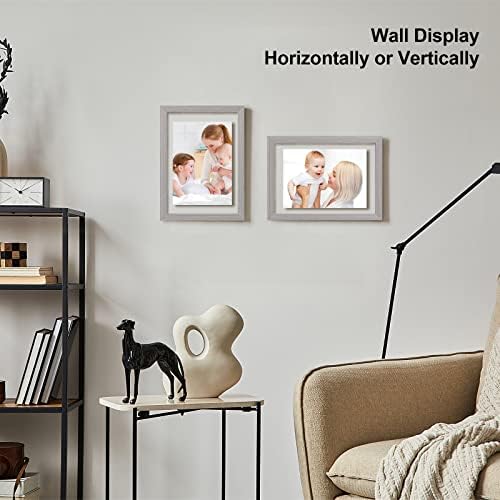 Egofine 5x7 Floating Frames Set of 2, Double Plexiglass Picture Frame, Made of Solid Wood Display Any Size Photo up to 5x7, Wall Mount or Tabletop Standing, Light Grey - Image 6