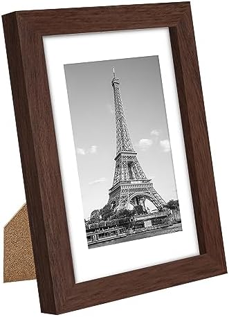 upsimples 4x6 Picture Frame Set of 10, Display Pictures 3.5x5 with Mat or 4x6 Without, Multi Photo Frames Collage for Wall or Tabletop Display, Brown - Image 3