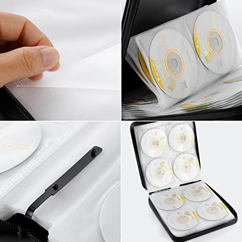 DVD Storage CD Case Holder: 160 Capacity CD Sleeves Black Disc Cases Binder for Car - CD Hard Organizer Box - Large DVD Wallet for Movie/Music/Game & Portable CD Book - Image 6