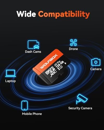 WOLFBOX 128GB MicroSD Memory Card for X5&I07 Dash Cam, U3 A2 V30 4K UHD, 100MB/s Read, Loop Recording Friendly - Image 2