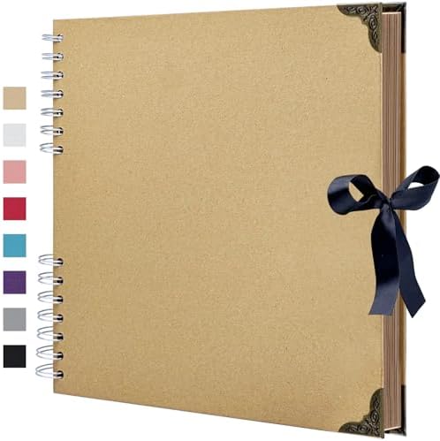 Scrapbook Album 7x7 Inch - Hardcover Kraft Paper Photo Album with 40 Pages, Memory Book for Wedding, Anniversary, Family, Christmas, Baby Shower, Ideal for Preserving Precious Moments by HoneyTolly