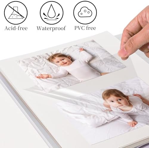 Vienrose Self Adhesive Photo Album 4x6 with Window Baby Memory Book Fabric Cover with PVC Cover Photo Sleeve & 2 Decorative Cards DIY Scrapbook for Newborn, Baby Shower 20 Sheets 40 Pages Green - Image 5