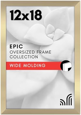 Americanflat 12x18 Poster Frame - Gold Engineered Wood with Polished Plexiglass - Wide Picture Frame for Vertical or Horizontal Wall Display - Epic Collection - Gold by Americanflat