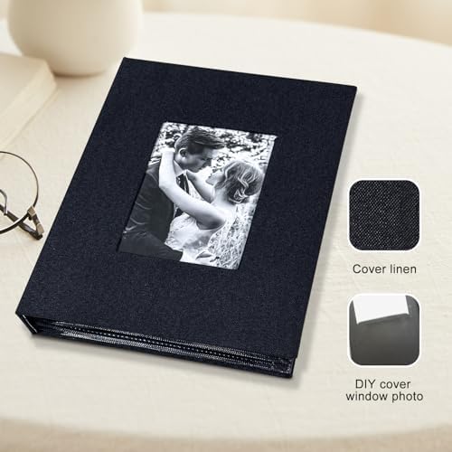Photo Album 4x6 with 100 Pockets, Slip-in Picture Albums, Linen Cover Memory Book with Front Window, Black Page Vertical Photo Book for Wedding, Family, Anniversary, Baby, Vacation(Black) - Image 7