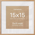 Homeforia 15x15 Natural Oak Picture Frame, High-End Wood, 11x11 Mat, Glass by Homeforia