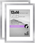 Americanflat 12x16 Picture Frame 2-Pack - Matted to 9x12 - Silver by Americanflat