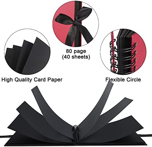 Vienrose Scrapbook Album 80 Pages 11x8 Inch Black - Image 3