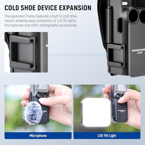 NEEWER Basics Protective Case with Hand Strap, Compatible with DJI Osmo Pocket 3, Pocket 3 Creator Combo Accessories, Extension Handle, Housing Extension Frame, Cold Shoe, Type C Port, SD Card Slot - Image 6