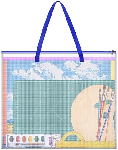 ZKOO Poster Storage Bag, 26" x 20" Art Portfolio Bag, Bulletin Board Holder Art Portfolio Container for Artwork, Artwork Storage Case for Poster, Bulletin Board, Scrapbook, Teaching Materials (Blue) by ZKOO