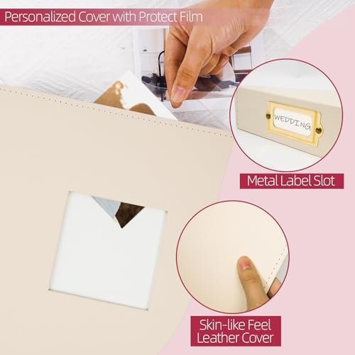 Vienrose 12x12 In 3 Ring Scrapbook Photo Album Leather Beige 100 Pages - Image 4