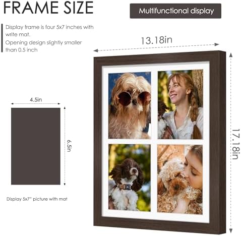 DUENPY 12x16 Collage Frame For 4 5x7 Photos Walnut - Image 2