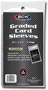 BCW Resealable Graded Card Sleeves, 3 3/4 x 5 1/2, 1-Inch Flap, 100 Count by BCW
