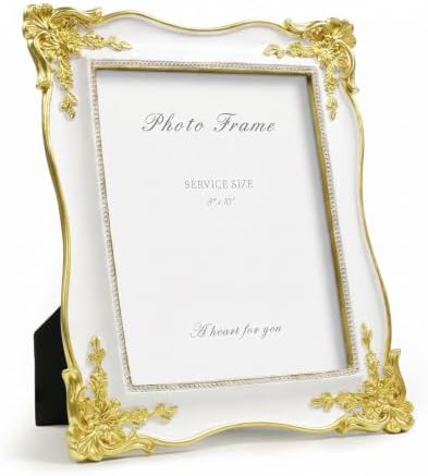 Cuspin 8x10 Vintage Picture Frame White and Gold, Decorative Photo Frame by Cuspin