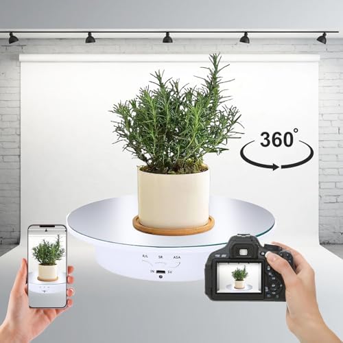 JAYEGT Motorized Rotating Display Stand, 7.87inch /17.6lbs Load, 360 Degree Electric Rotating Turntable for Photography Products, Jewelry，5 Colors Backgrounds, Mirror Cover (White/Remote Control) - Image 4