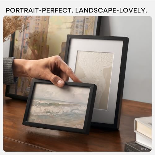 Homeforia 6x8 Black Picture Frame, High-End Metal, 5x7 Mat, Glass - Image 7