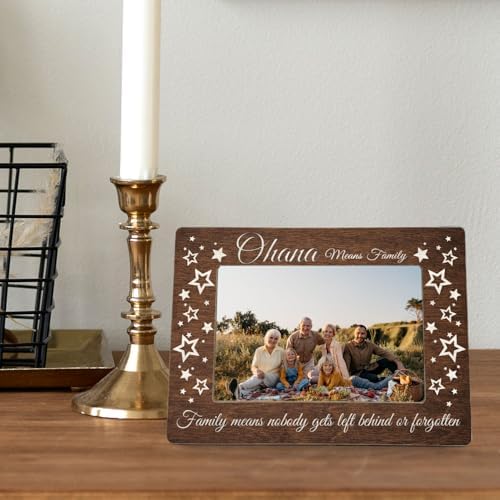 Family Picture Frame Gifts - Hawaiian Gifts - Ohana Means Family Wooden Photo Frame 4x6, Gift for Mom Dad Grandma Grandpa - Image 5