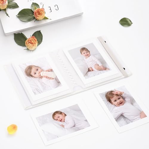 Vienrose Polaroid Photo Album Binding Cloth Photo Book for Instax Fuji 2 x3 Inch Photo Fits Fujifilm Mini 12 11 9 Snap PIC-300 52 Pockets 1 Pack, White - Image 6