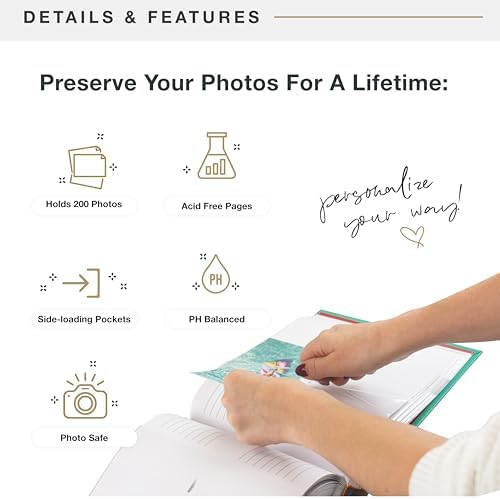 MCS Far and Away Mint Photo Album Holds 200 4x6 Photos with Memo Space, Clear Side-Loading Pockets – Scrapbook Style Keepsake for Vacations & More – A Thoughtful Gift - Image 6