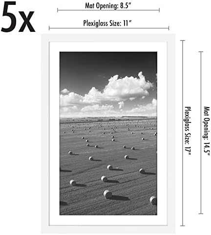 Americanflat 11x17 Picture Frame 5-Pack - Matted to 9x15 - White - Image 2