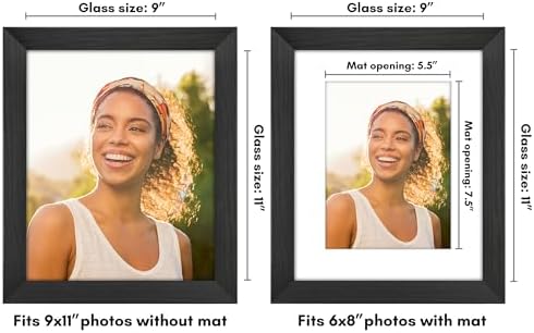 Americanflat 9x11 Picture Frame - Matted to 6x8 - Engineered Wood - Black - Image 2
