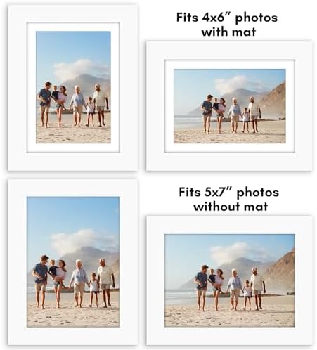 Americanflat 5x7 Picture Frame 5-Pack - Matted to 4x6 - White - Image 4