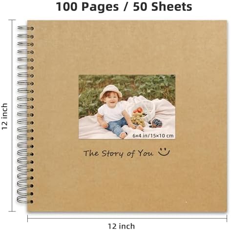 Yopih Scrapbook Album 12x12in, Acid-Free Kraft Paper 50 Sheets 100 Pages - Image 2