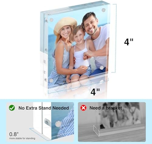 HOUSE DAY Acrylic Picture Frames 4x4, 3 Pack Magnetic 4 x 4 Picture Frame - Image 6