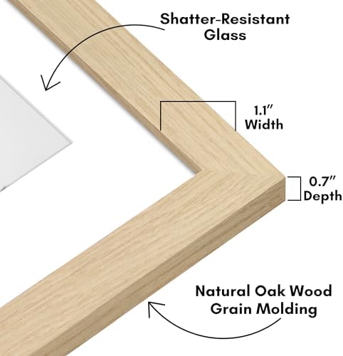 Americanflat 11x17 Picture Frame - Matted to 8x12 - Natural Oak - Image 3