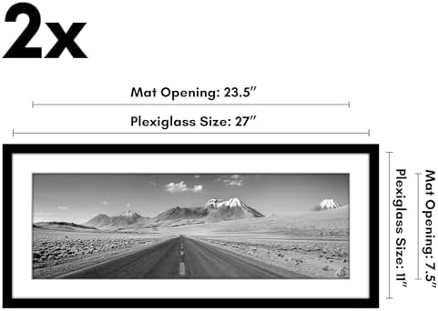 Americanflat 11x27 Picture Frame 2-Pack - Matted to 8x24 - Black - Image 2